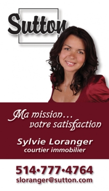 Cartes d'affaires de Groupe Sutton. Courtier immobilier Sylvie Loranger. Recto Cartes d'affaires de Groupe Sutton. Courtier immobilier Sylvie Loranger. Recto