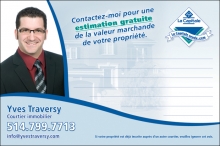 Carton publicitaire La Capitale. Courtier immobilier Yves Traversy. Verso Carton publicitaire La Capitale. Courtier immobilier Yves Traversy. Verso